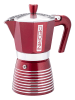 Pedrini Espressokoker "Infinity Passion" rood/zilverkleurig - 6 koppen