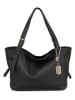 Anna Morellini Leder-Schultertasche in Schwarz - (B)32 x (H)23 x (T)13 cm