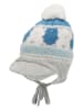 Sterntaler Bommelmütze in Grau/ Blau