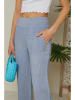 Lin Passion Lniane spodnie w kolorze niebieskoszarym