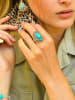 AMAZONIA Srebrny pierścionek "Ehécatl" z turkusem