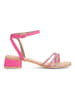 Cafe Noir Skórzane sandały w kolorze różowym