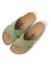 BAYTON Leren slippers "Burgos" kaki