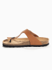BAYTON Leren teenslippers "Melia" lichtbruin