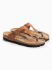 BAYTON Leren teenslippers "Melia" lichtbruin