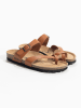 BAYTON Leren teenslippers "Triade" lichtbruin