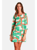 William de Faye Kleid in Grün/ Orange/ Creme