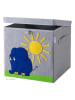Fackelmann Aufbewahrungsbox "Elefant Sonne" in Grau/ Blau - (B)33 x (H)33 x (T)33 cm