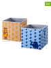 Lifeney 2er-Set: Aufbewahrungsboxen "Maus" in Blau/ Orange - (B)30 x (H)30 x (T)30 cm