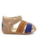 Kickers Leder-Halbsandalen "Bigbazar 2" in Beige/ Blau/ Hellbraun