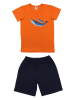 Walkiddy Pyjama in Orange/ Schwarz