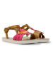Camper Leder-Sandalen "Miko" in Hellbraun/ Pink