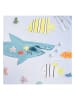 Meri Meri 4er-Set: Teller "Shark" in Hellblau