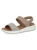 Caprice Skórzane sandały "Saskia" w kolorze srebrno-beżowym na koturnie