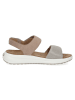 Caprice Skórzane sandały "Saskia" w kolorze srebrno-beżowym na koturnie