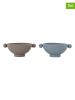 OYOY mini 2er-Set: Schalen "Tiny Inka" in Taupe/ Hellblau - (B)14 x (H)5,5 x (T)11 cm