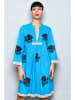 H.H.G. Kleid in Hellblau/ Braun