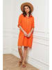 Fleur de Lin Lniana sukienka "Firlone" w kolorze pomarańczowym