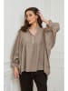 Fleur de Lin Leinen-Bluse "Gloss" in Taupe