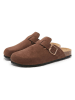 billowy Leder-Clogs in Hellbraun