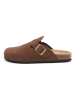 billowy Leder-Clogs in Hellbraun