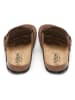 billowy Leder-Clogs in Hellbraun