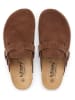 billowy Leder-Clogs in Hellbraun