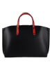 ORE10 Leder-Shopper "Avocetta" in Schwarz/ Rot - (B)48 x (H)30 x (T)12 cm