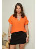 Curvy Lady Lniana koszulka w kolorze pomarańczowym