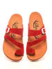 Moosefield Leren teenslippers rood