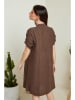 Le Monde du Lin Lniana sukienka w kolorze brązowym