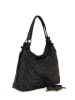 Melina C Leder-Schultertasche "Lomellina" in Schwarz - (B)34 x (H)29 x (T)13 cm