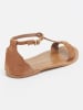 Les BAGATELLES Leren sandalen "Clark" camel/goudkleurig