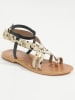 Les BAGATELLES Leder-Zehensandalen "Fennel" in Gold/ Schwarz/ Beige
