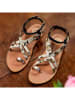 Les BAGATELLES Leren sandalen "Fennel" zwart/goudkleurig