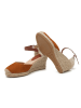 ORTIZ & REED Skórzane sandały "Alefa" w kolorze jasnobrązowo-beżowym na koturnie