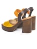 ORTIZ & REED Skórzane sandały "Lizy" w kolorze żółto-jasnobrązowym na obcasie