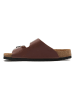 Comfortfusse Leder-Pantoletten in Braun