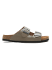 Comfortfusse Leder-Pantoletten in Grau