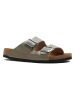 Comfortfusse Leren slippers grijs