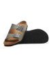 Comfortfusse Leder-Pantoletten in Grau