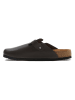 Comfortfusse Leder-Clogs in Dunkelbraun