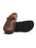 Comfortfusse Leder-Clogs in Braun