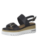 Marco Tozzi Skórzane sandały w kolorze czarnym na koturnie