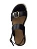 Marco Tozzi Skórzane sandały w kolorze czarnym na koturnie