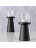 Boltze 2er-Set: Windlichter "Pius" in Schwarz/ Transparent
