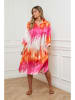 Plus Size Company Jurk roze/oranje/wit