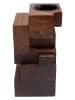 Kare Teelichthalter "Tetris" in Braun - (B)8 x (H)17 x (T)8 cm