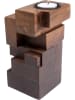 Kare Teelichthalter "Tetris" in Braun - (B)8 x (H)17 x (T)8 cm