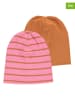 Fred´s World by GREEN COTTON 2-delige set: beanies roze/lichtbruin